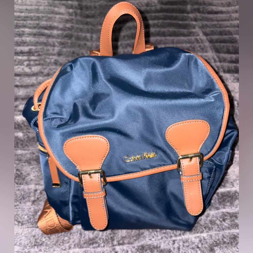 Navy Calvin Klein Small Backpack with Side Pockets
